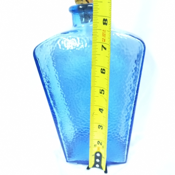Vintage Cobalt Blue Glass Decanter Bottle Corked Made in  Vintage Canada Cobalt Blue Pebbles Glass Decanter Collectible 8.5\